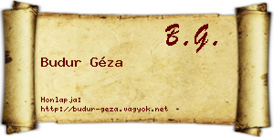 Budur Géza névjegykártya